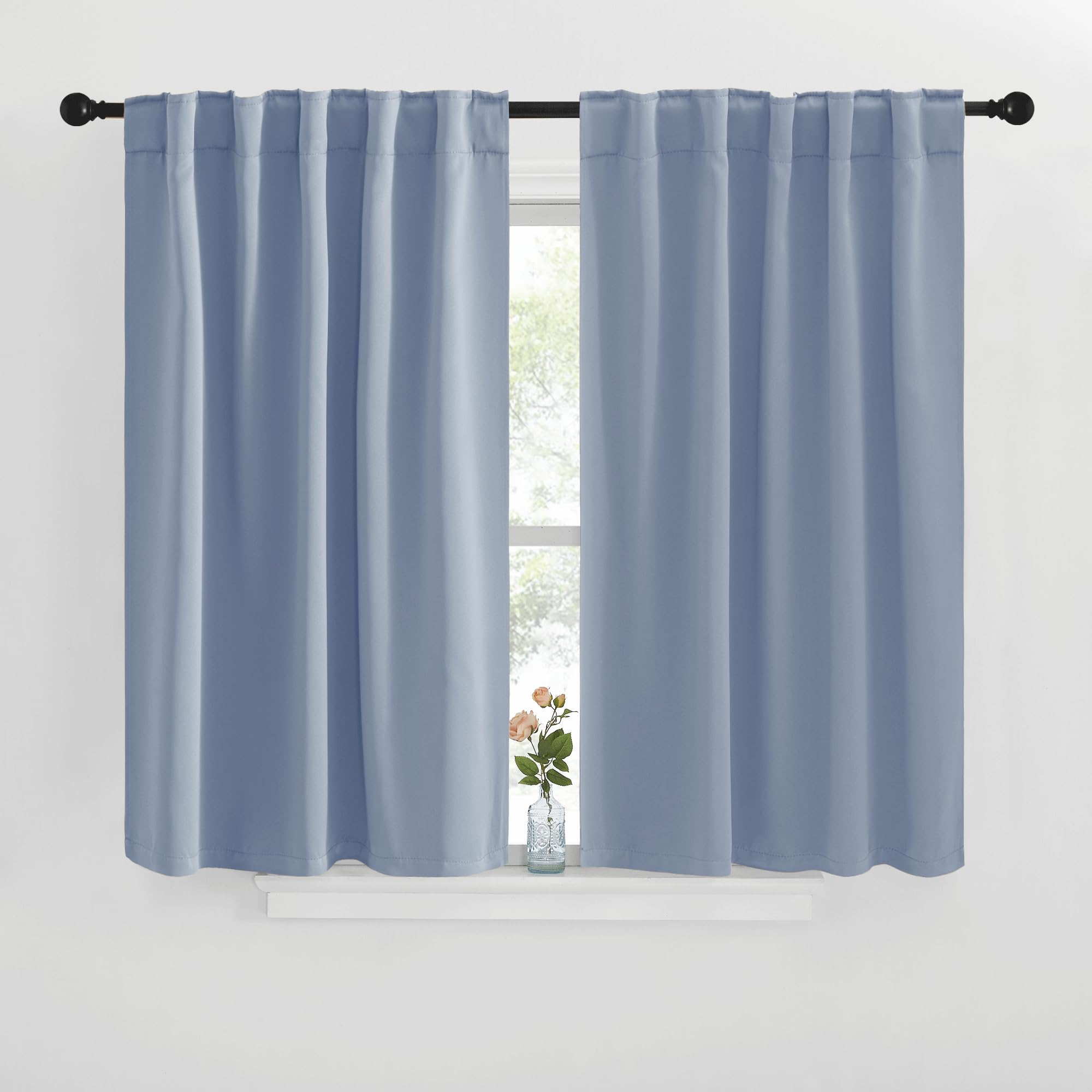 NICETOWN Blackout Window Curtains for Camper - (Vintage Blue Color) 42x40 Inch, 2 Panels Set, Thermal Insulated Room Darkening Blackout Drapes/Draperies with Rod Pocket &amp; Back Tab for Loft