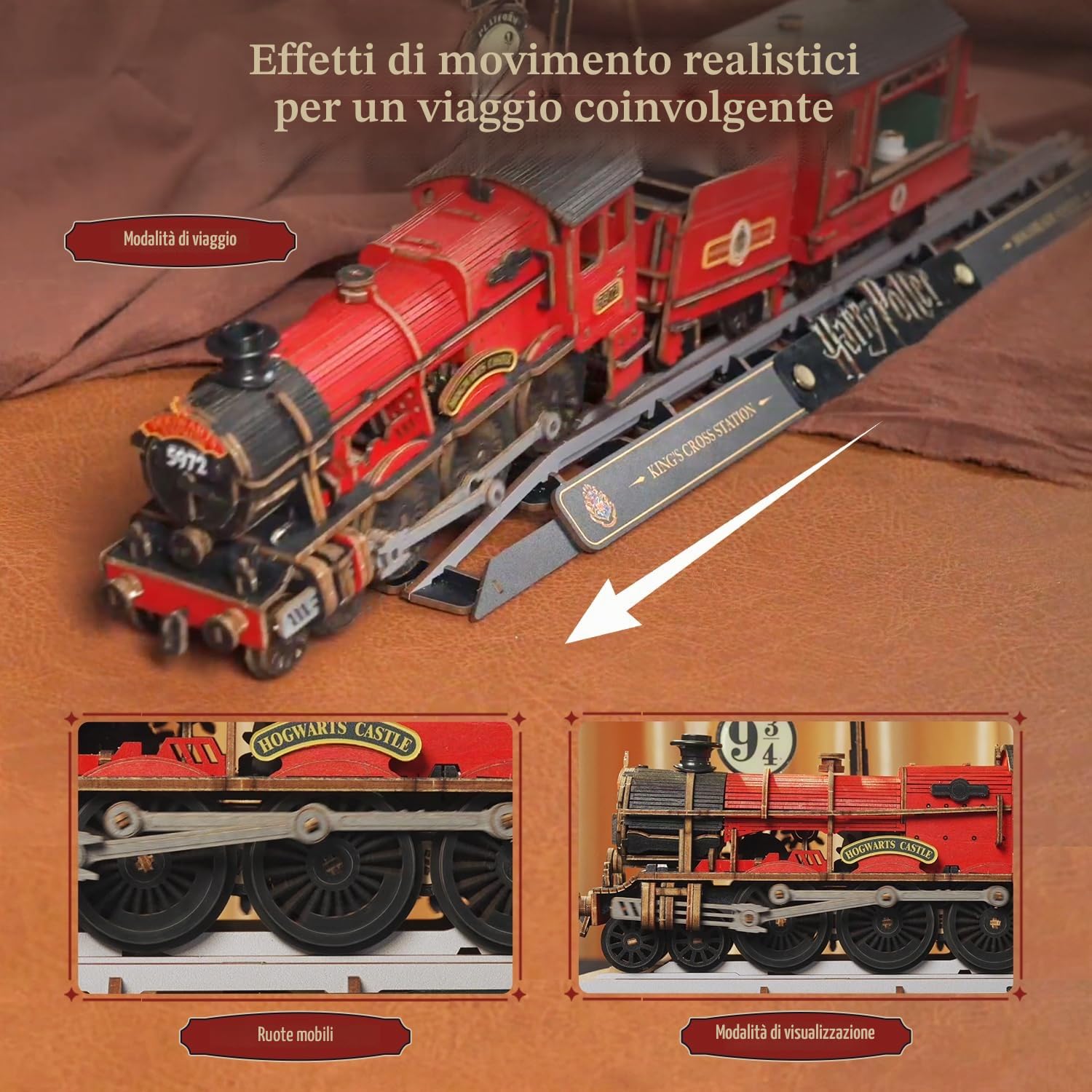 PUREMIND Harry Potter Hogwarts Express, Puzzle 3D in legno con luce e suono