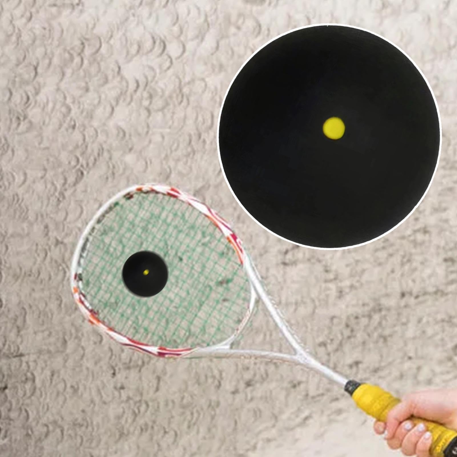 Pelota de squash profesional de goma punto amarillo para principiantes y avanzados