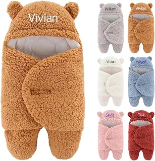 Personalized Baby Blanket for Baby Boys Girls, Novelty Custom Cute Bear Baby Blankets with Name，Cotton Fleece Cold-Proof Toddler Bed Blanket for Newborn Baby Gift for Birthday Shower Nursery