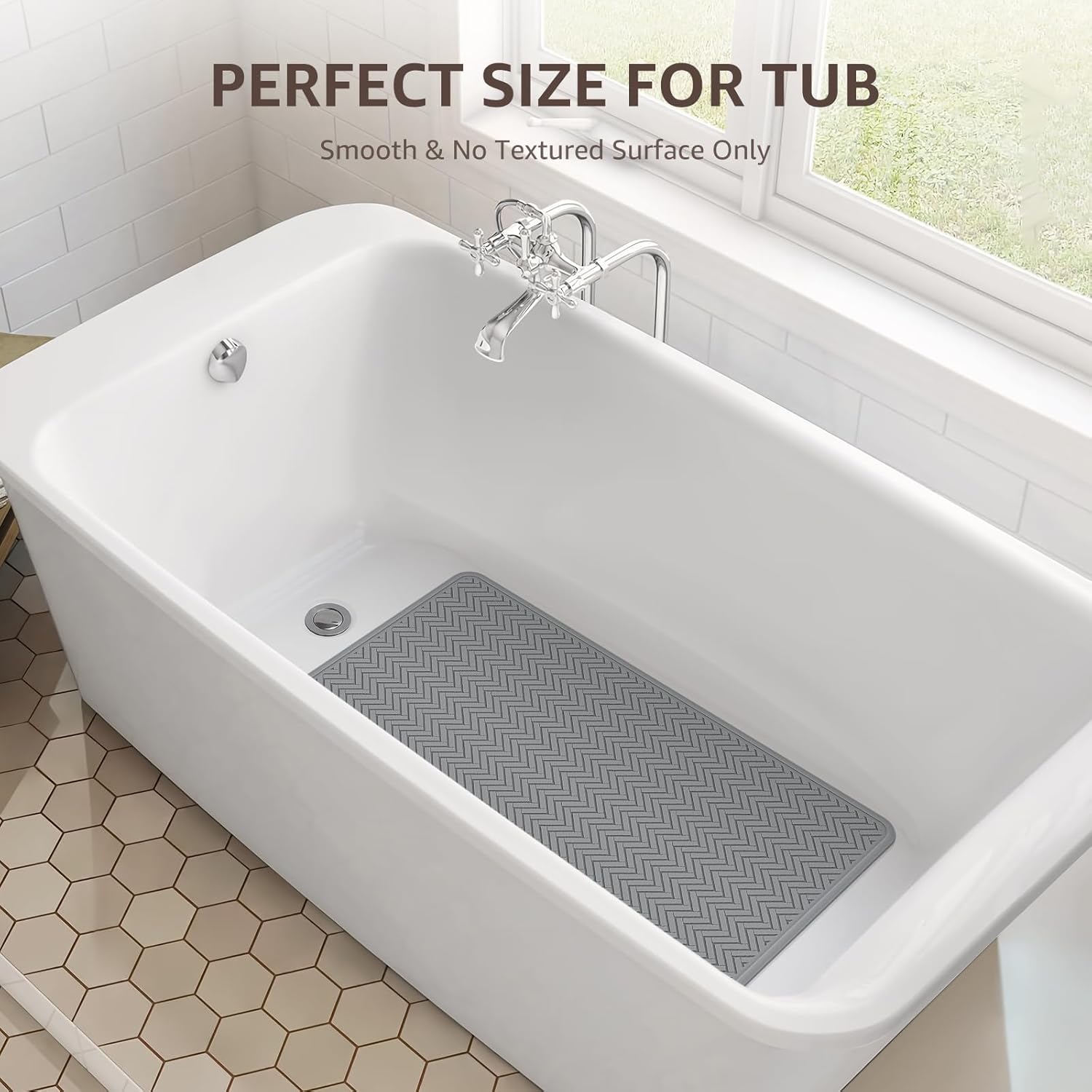 OTHWAY Bathtub Mat Non Slip, 27" x 17" Bath Mat for Tub, Machine Washable Shower Anti Slip Mat with 246 Strong Suction Cups (Grey) - Image 5