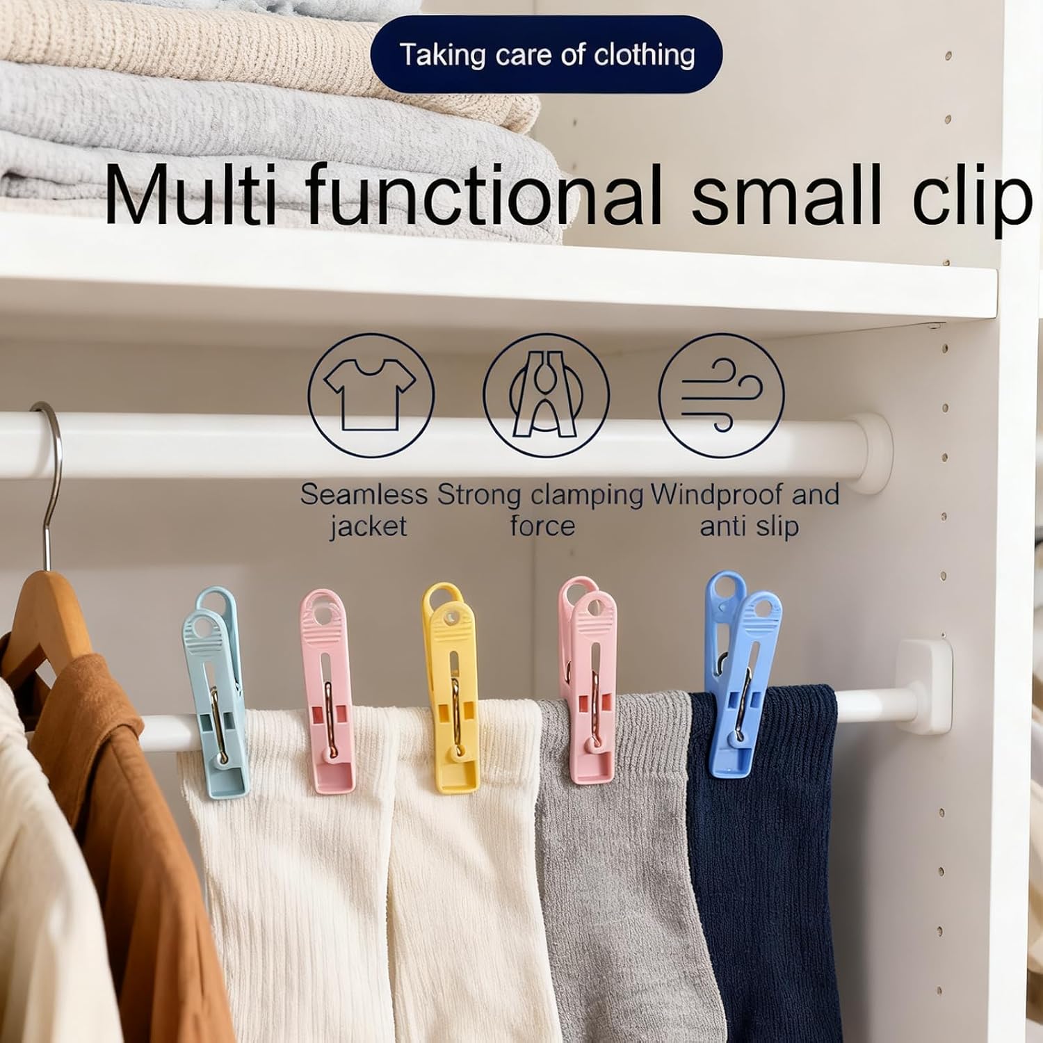40-Pack Multipurpose Plastic Clothespins for Laundry & Crafts image 2