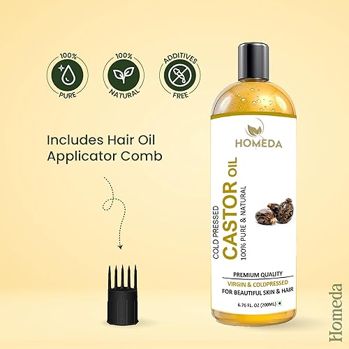 Miniatura 8 de Aceite de ricino orgánico para el crecimiento del cabello (6.7 fl oz) Aceite de ricino, aceites de ricino prensados en frío sin hexano puro, Huile