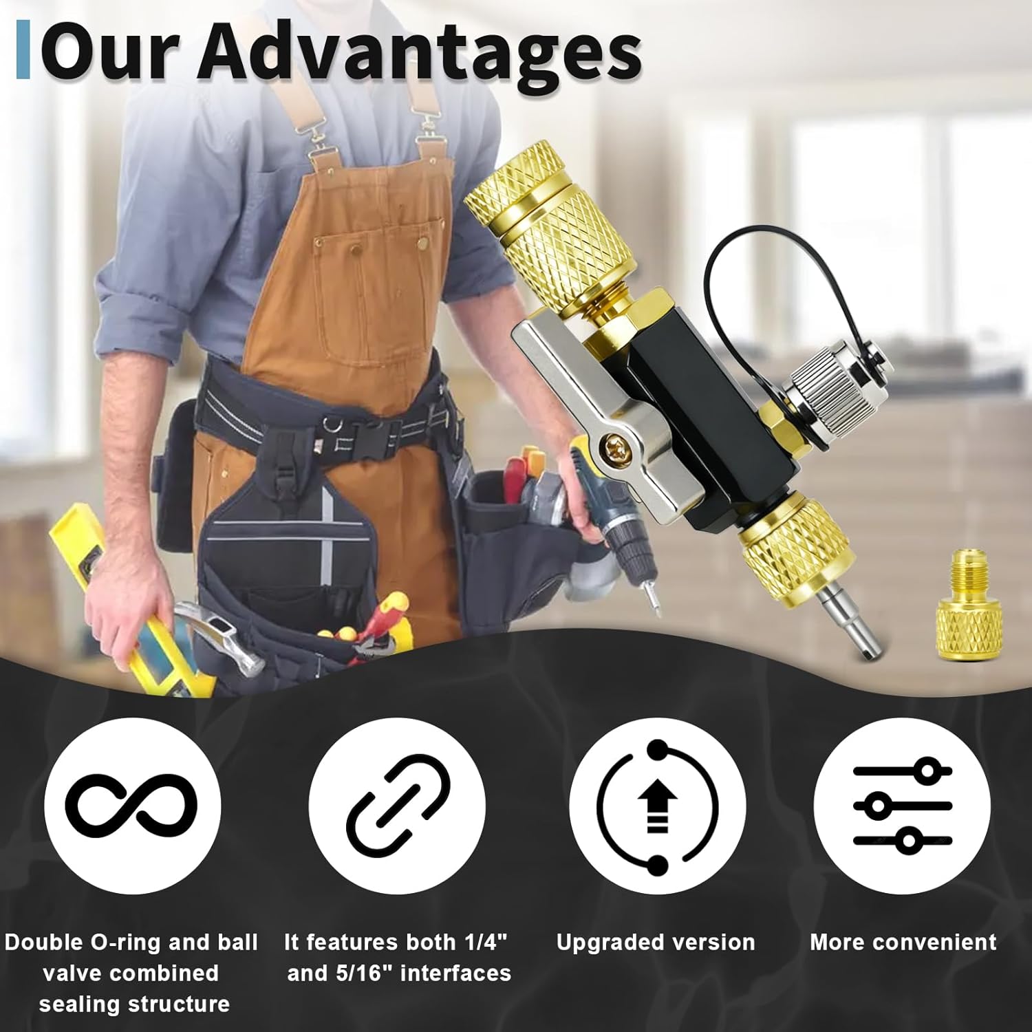 HVAC Valve Core Removal Tool, Mega Flow Vacuum-Rated Valve Core Removal Tool,1/4"& 5/16" Dual Valve,20 Micron Vacuum, Compatible with R22 R410A R32 R134a, Valve Core Remover Installer Tool