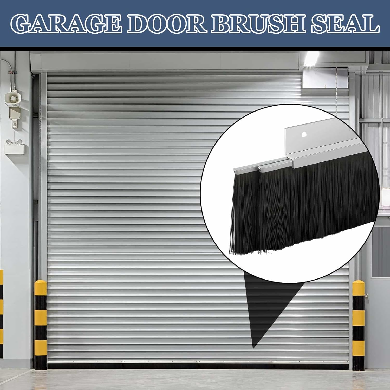 Frienda 3 Sets 3"x36" Garage Door Brush Seal Double Layer Roll up Door Bottom Sweep Brush No-Drill Easy Install Aluminum Holding for Garage/barn/Hangar Dust, Debris, and Draft Protection
