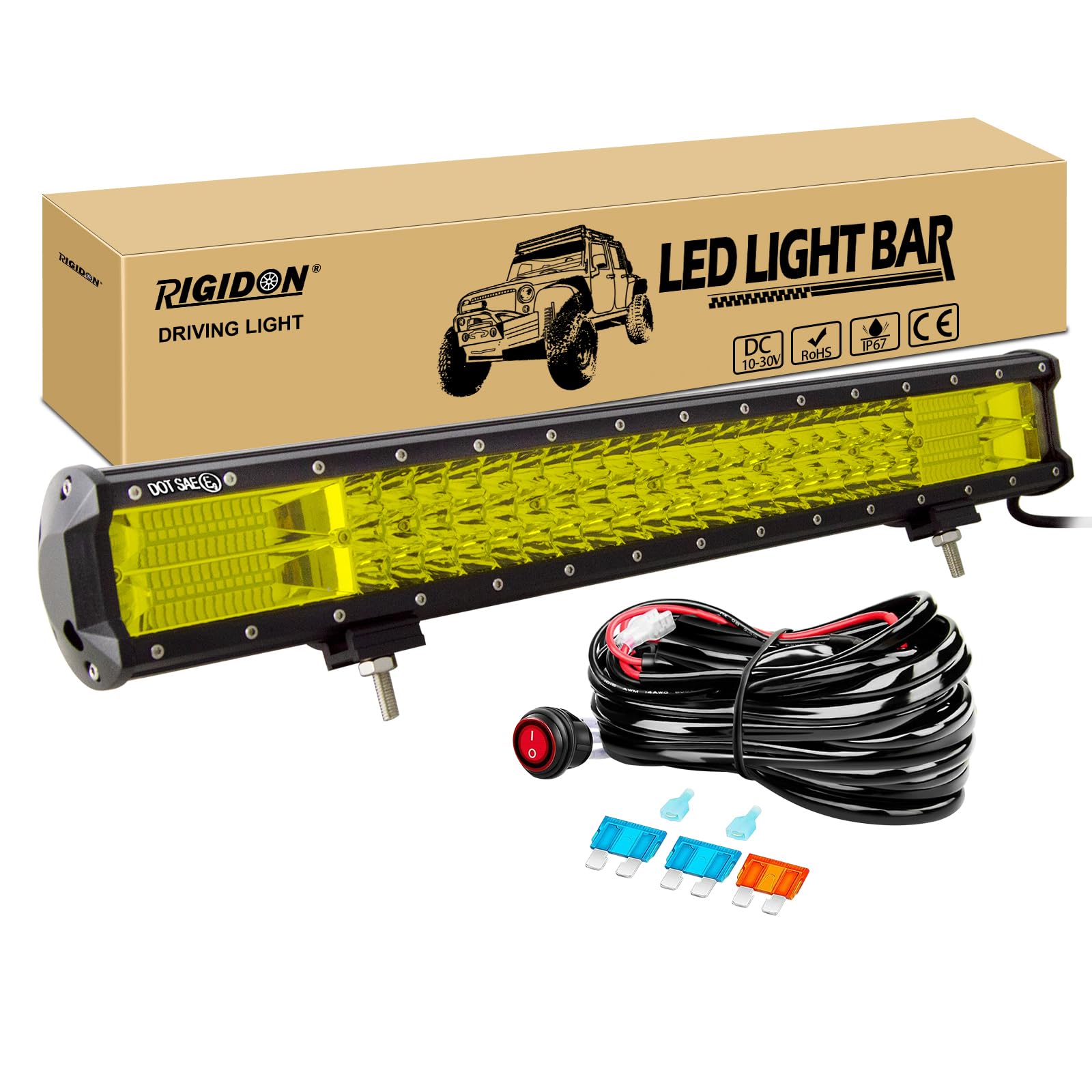 RIGIDON 8D 20 Pouces 50 cm 420W barre de Led 4x4, Triple rangée 12V 24V barre d
