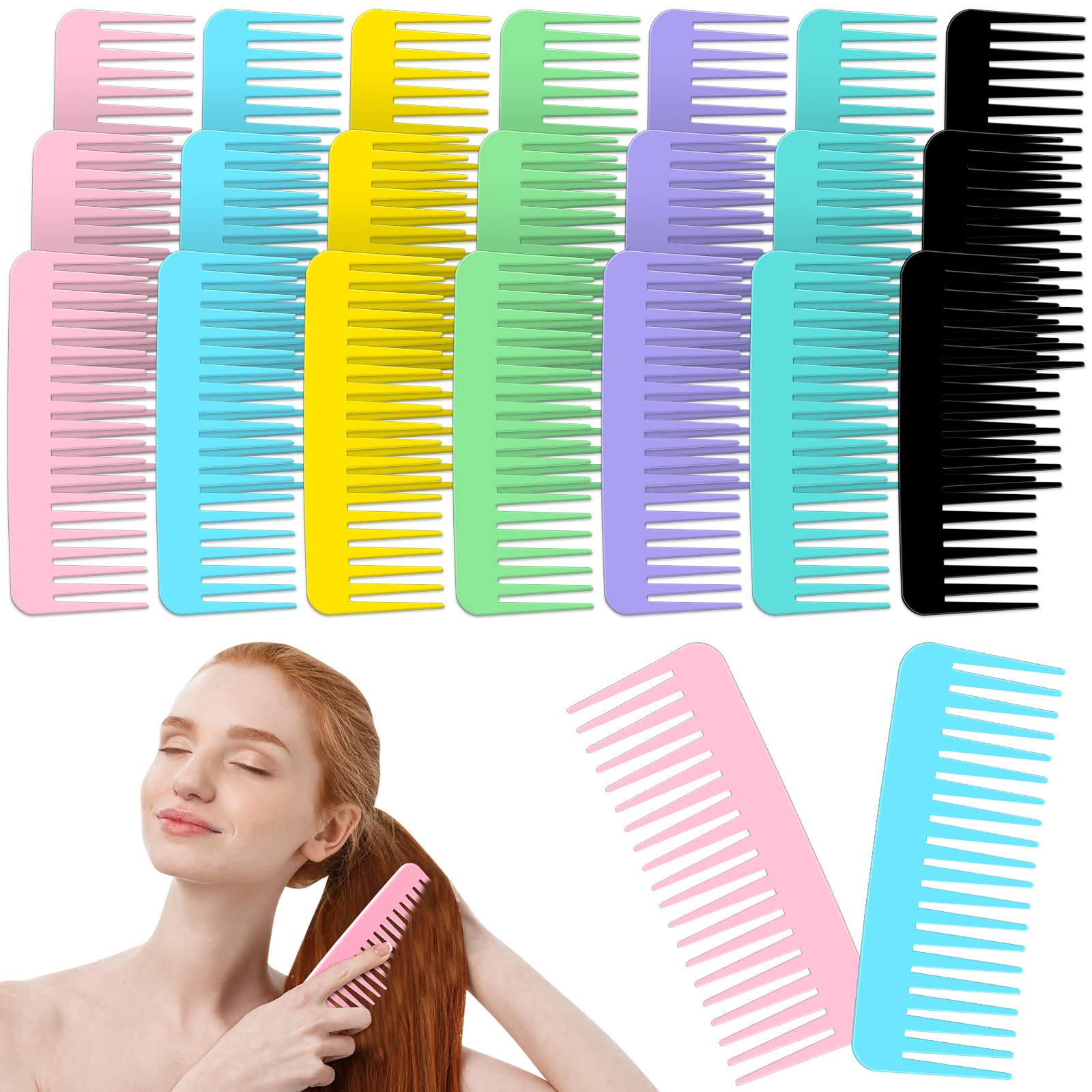 Meanplan 42 Pcs Wide Tooth Large Hair Detangling Comb for Curly Long Hair Dry Wet No Handle Detangler Styling Shampoo Comb for Women Men Christmas Charity Operation Gifts