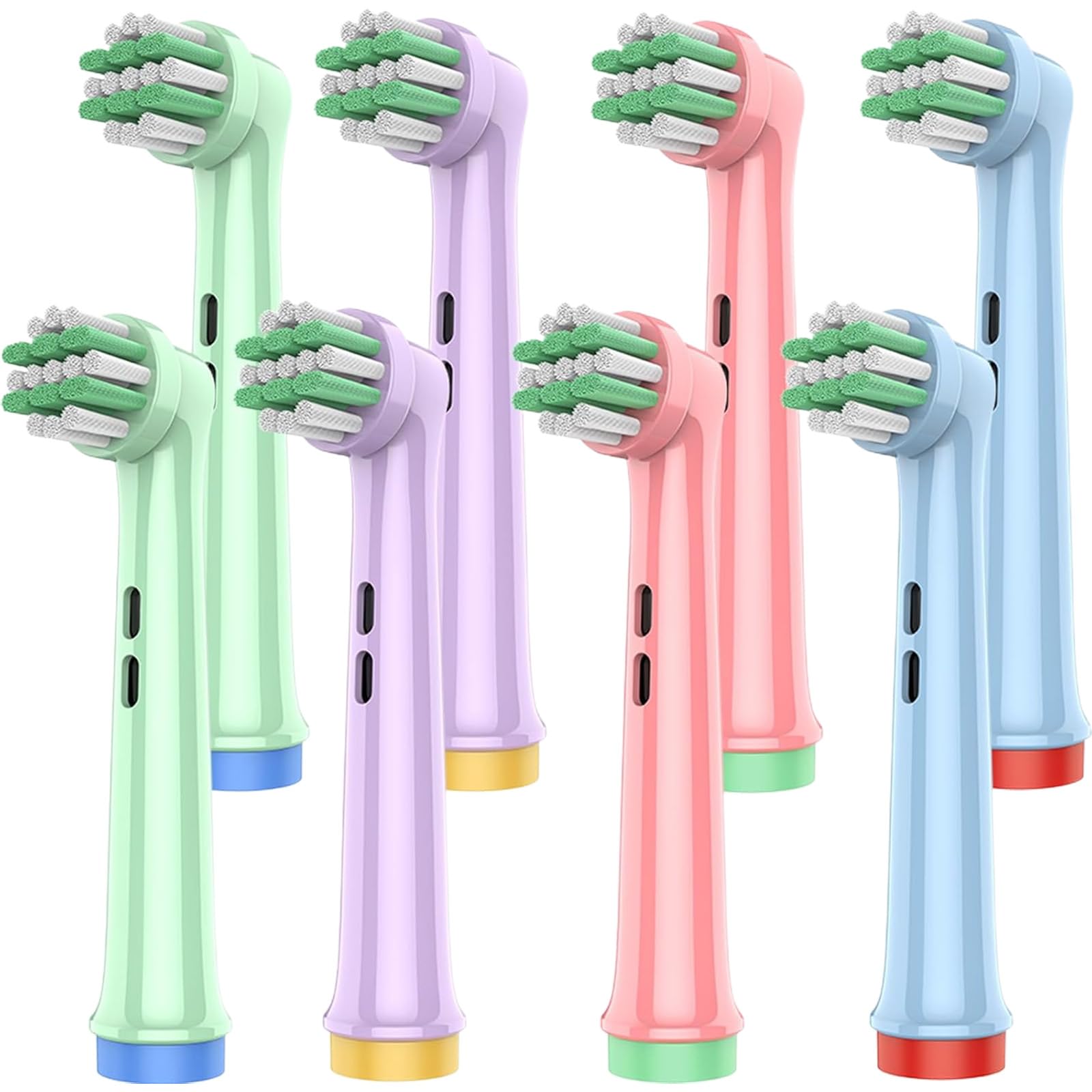 Recambios Cepillos Cabezas de Dientes Compatibles,Infantil Cabezal,Pack 8 Recambios ElƩctricos para NiƱos,Con Cerdas Extrasuaves,Multicolor