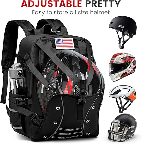 Miniatura 5 de Mochila para Motocicleta con Funda para Casco, Mochila Impermeable de Gran Capacidad para Hombres, Bolsa de Almacenamiento para Accesorios de