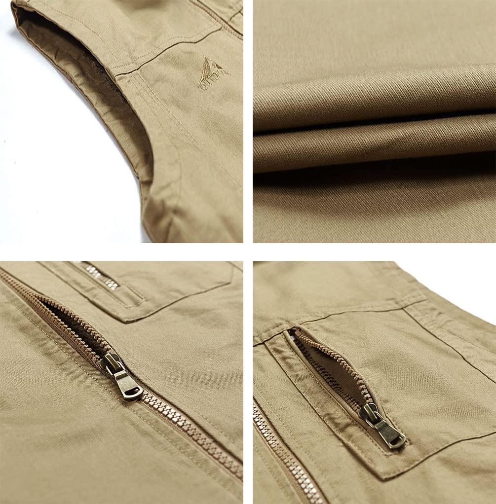 Gilet in Cotone da Uomo M-5XL - Allentato Multitasche per Esterni Con Tasche Con Cerniera, Senza Maniche