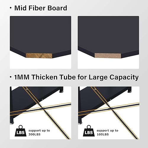 Miniatura 6 de Escritorio de computadora para oficina en casa, escritorio de 48 pulgadas con 4 estantes de almacenamiento y ganchos, escritorio de computadora