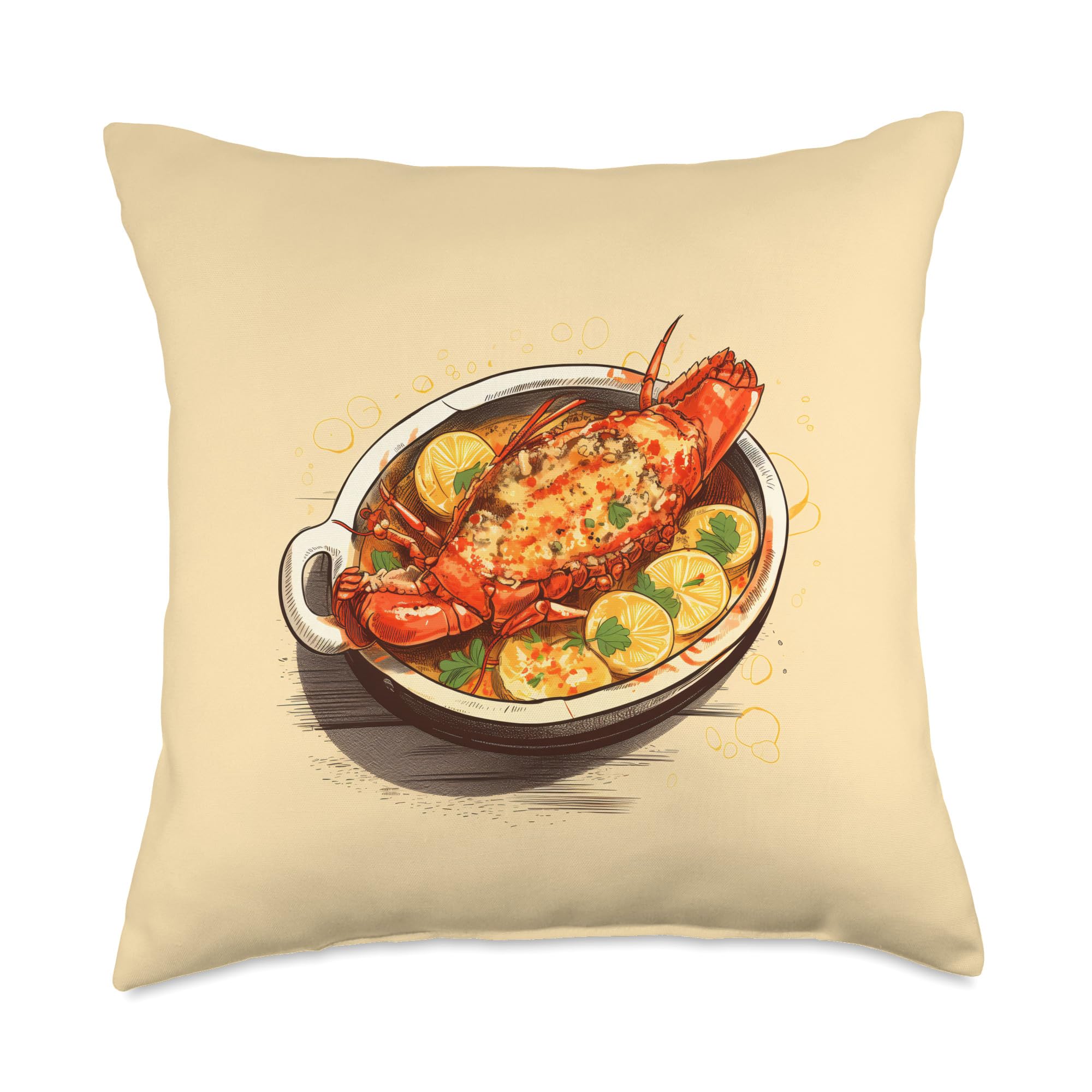 Lobster Thermidor Food Lover Unique Drawing Vintage Men Throw Pillow