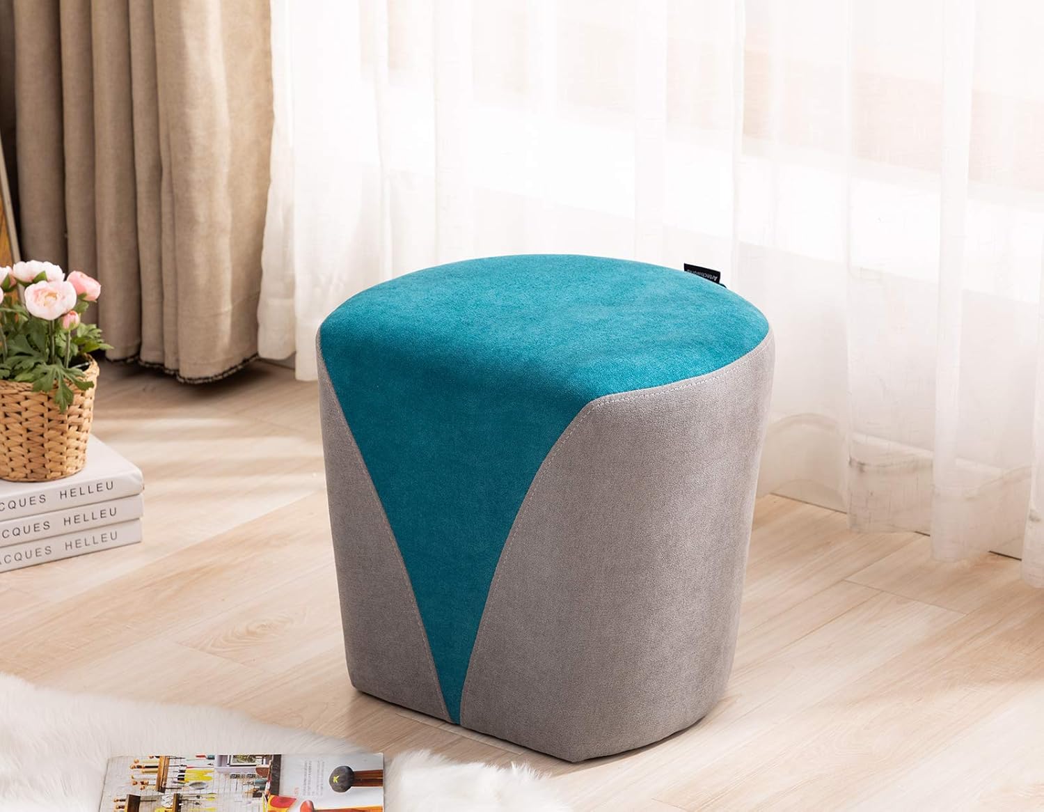 Artechworks Fabric Upholstered Heart Ottoman Stool Modern