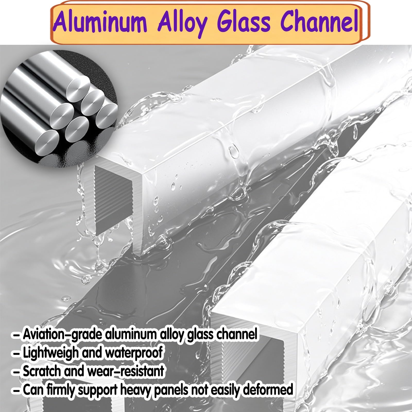 Wytrzymały Szklany Profil U-Channel 3 4 5 6 8 Mm, Mały Stop Aluminium Stały Kanał Prysznicowy Nowoczesny(Silver,L1.5m W6mm)