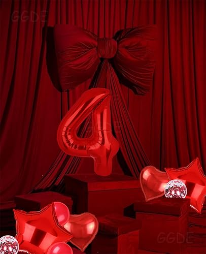 Miniatura 5 de Globos digitales de helio de 40 pulgadas, 4 números rojos, globos de aluminio de Mylar para baby shower, suministros de decoración de fiesta de 4