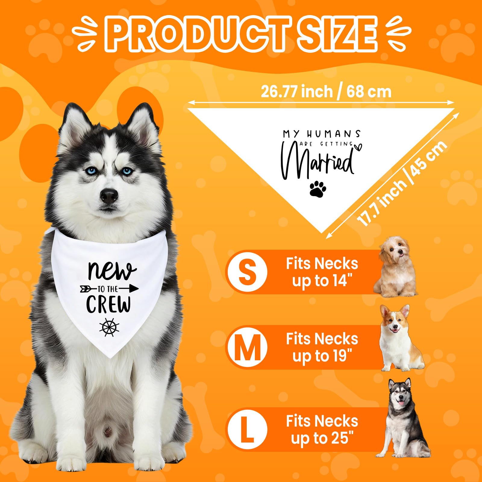 Bandana pour chien avec inscription « New to The Crew » - Cadeau pour les nouveaux propriétaires - Bandana triangulaire doux - Accessoires pour chiens de petite et moyenne taille (blanc)