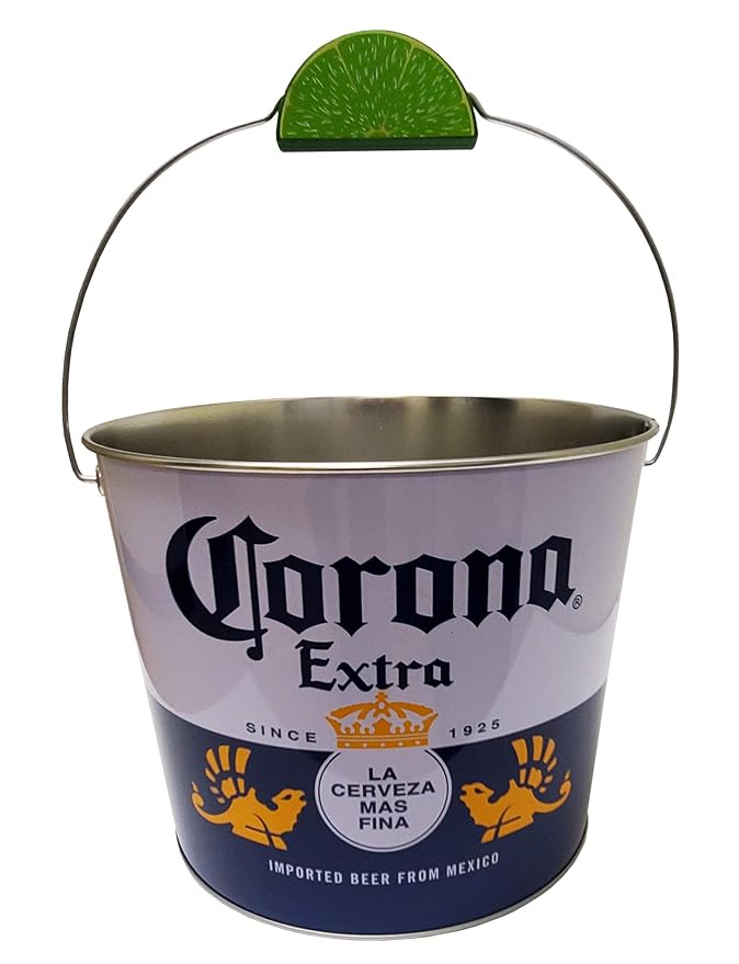 The Tin Box Company Corona Beverage Bucket with Wire Handle and Lime Grip