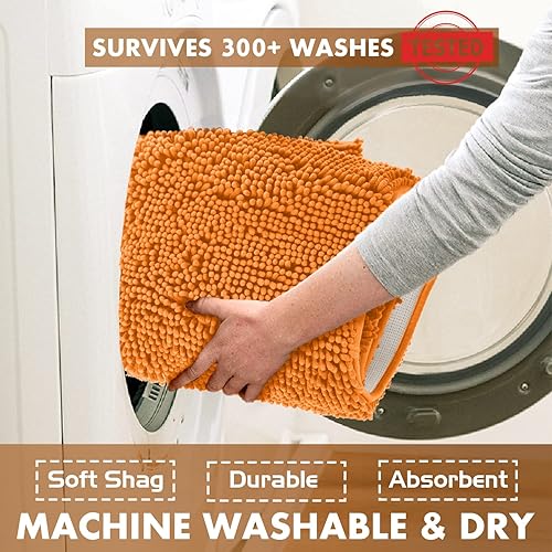 Miniatura 6 de LuxUrux - Tapete de microfibra de felpilla extrasuave de pelo largo de 1 pulgada, muy absorbente, para baño o regadera, lavar y secar a máquina