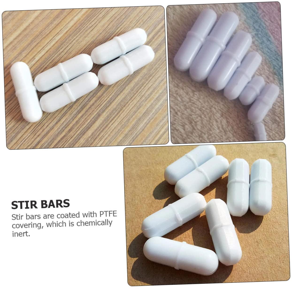TOPBATHY 7 Pièces Barres de Mélange Magnétique Ptfe Agitateur Corrosion pour Laboratoire Accessoires de Mélange pour Flacons et Récipients