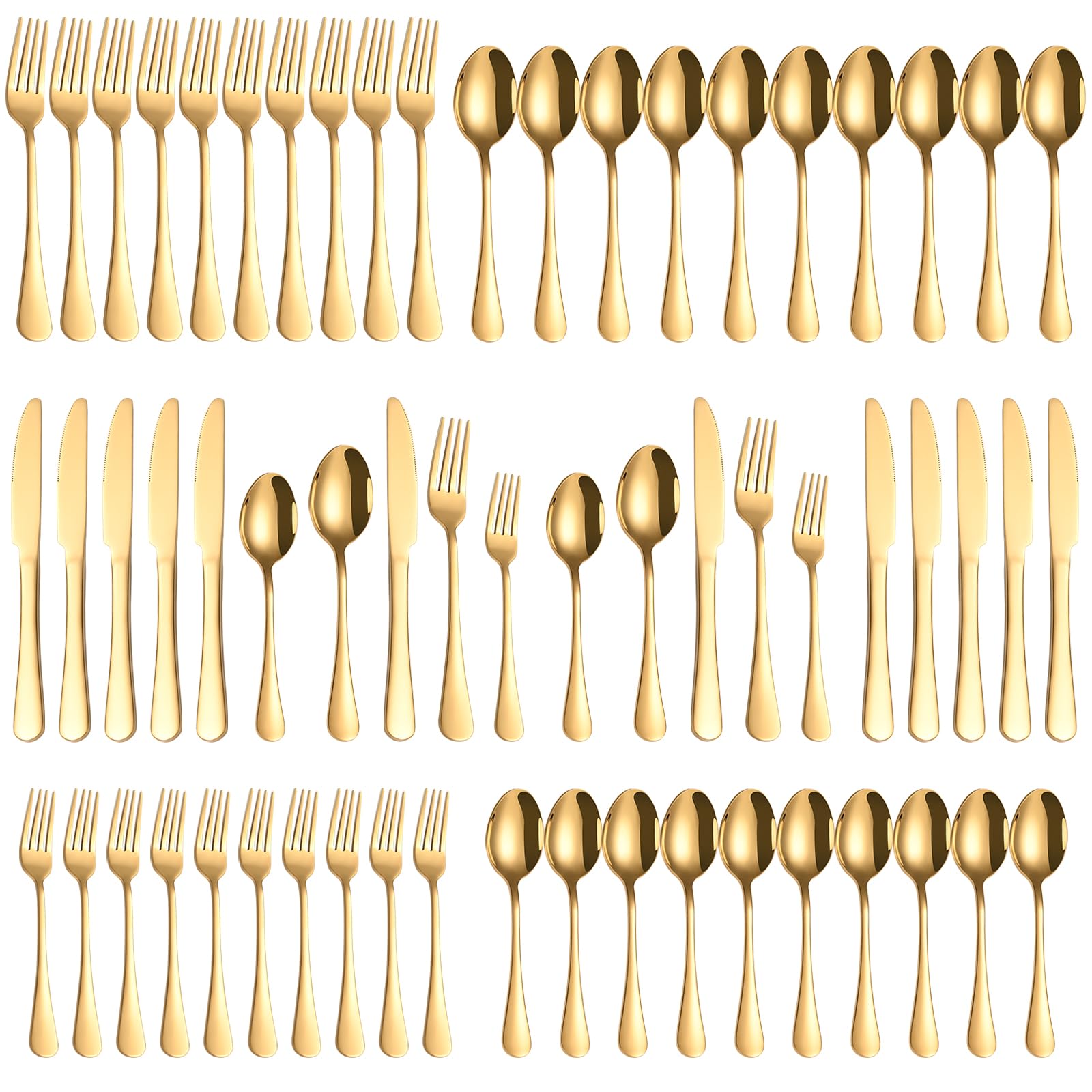 Photo 1 of 60 Piece Gold Silverware Set for 12, Bulk Stainless Steel Gold Flatware Cutlery Set Food Grade Utensil Set Include Forks Knives Spoons for Home Kitchen Restaurant Wedding, Dishwasher Safe