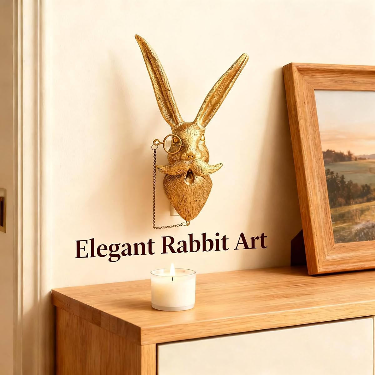 Easter Bunny Rabbit Head Wall Decor - Handmade Resin Animal Sculpture vintage wall decor for Modern Farmhouse, Nursery, Living Room,Lightweight Easy to Install | Waterproof Indoor/Outdoor Art, Pet-Safe Home Decor, Unique Gift for Animal Lovers