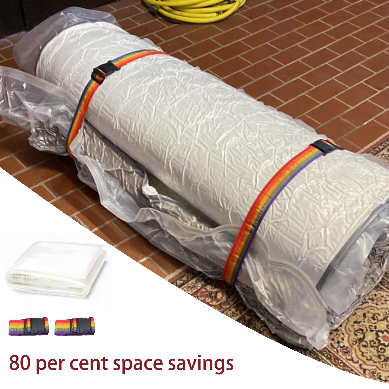 Vakuumbeutel Matratze | Großer 200x250 cm Beutel für Vakuum Lagerung von Matratzen 180x220-230cm mit 5-15cm Dicke | Vakuumbeutel für Matratzen | Gratis 2 Gurte inklusive