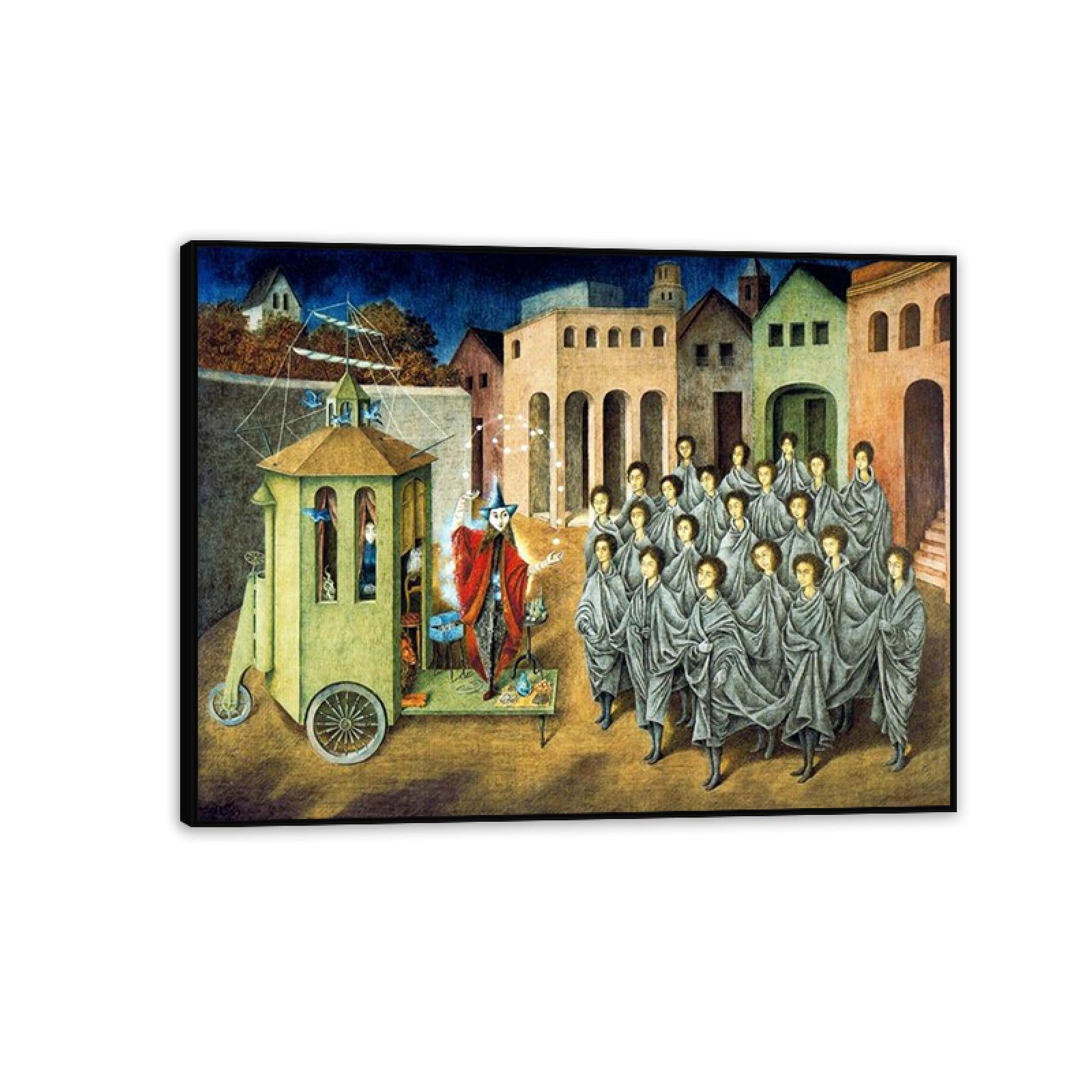 MYCGGDGH Remedios Varo Canvas Wall Art Reproductions of Famous Paintings The Juggler Surrealist Canvas Painting Wall Decor for Living Room Bedroom Home Decor 65x50cm(26x19in) Black Framed