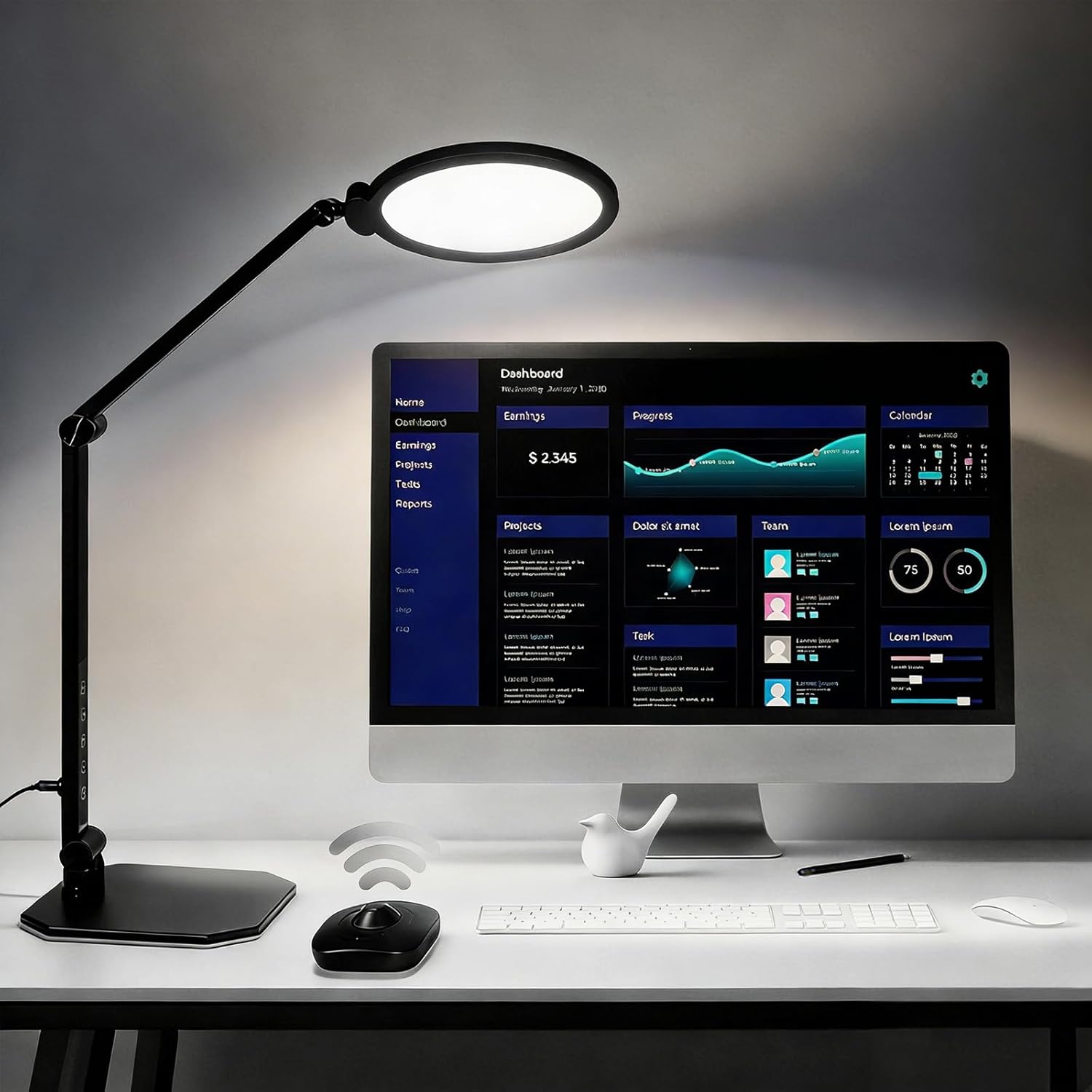 NS LED Desk Lamp 2 Pack, LED Desk Light for Home Office & Video Calls, Adjustable 3000K-6500K Office Lamp with Remote Control, Timer, Memory, CRI95+, Dimmable Desktop Lamp