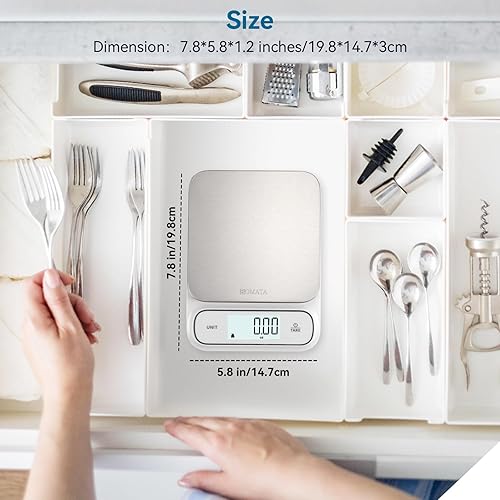 Miniatura 4 de BOMATA Báscula de cocina impermeable IPX6, 0.1 g0.01 oz de alta precisión, 11.0 lbs11 libras, báscula digital con luz de fondo, plataforma de pesaje