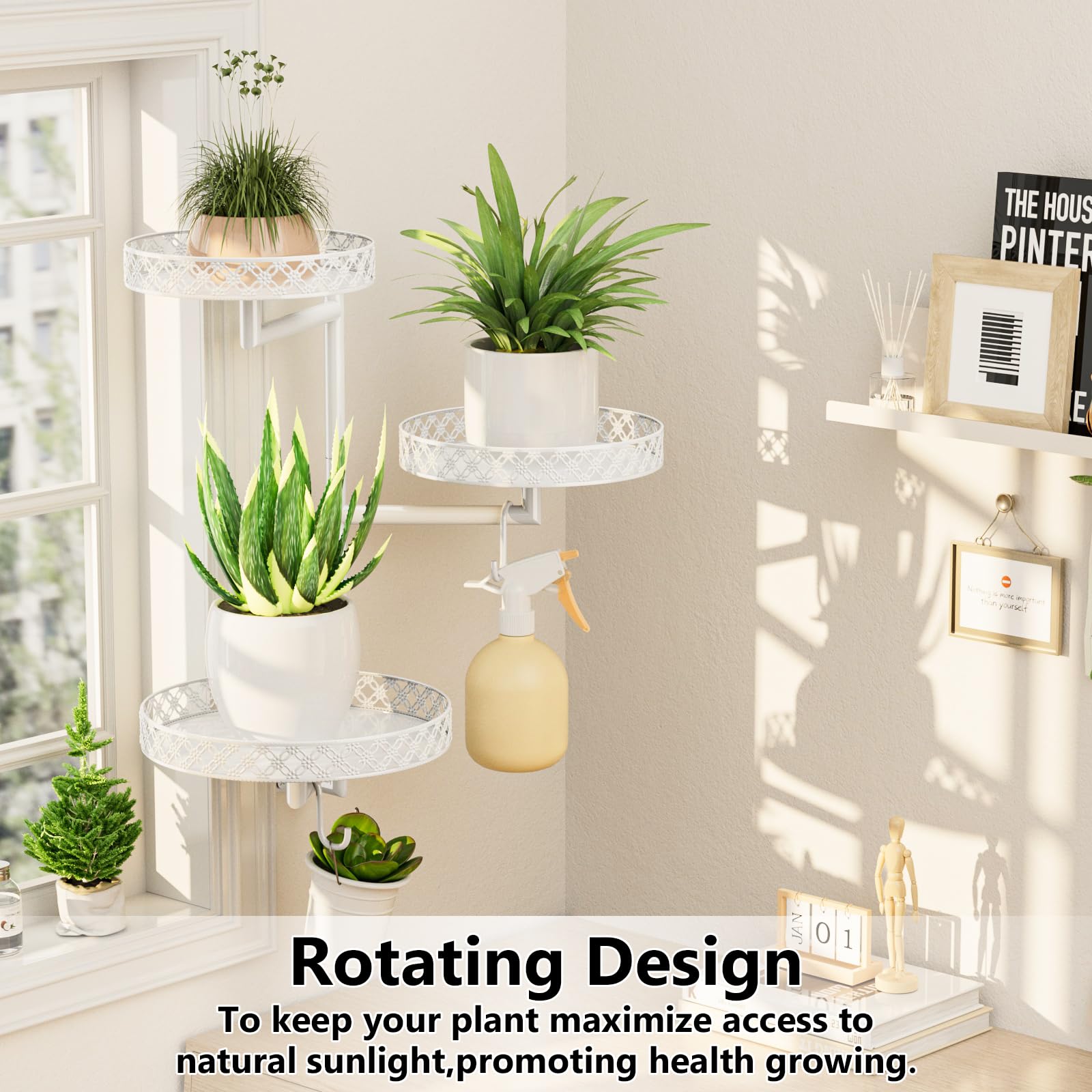Snapklik.com : OVICAR Rotating Window Plant Shelves - Indoor Wall Plant ...