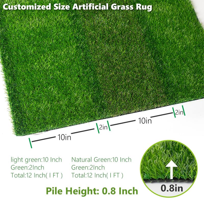 Image of Petgrow Artificial Grass Turf 1FTX1FT, 0.8 Inch High Density Synthetic Grass,Indoor Outdoor Runner Rug Grass with Drain Hole for Dog Garden Backyard Patio Balcony Entryway Landscape Decoration