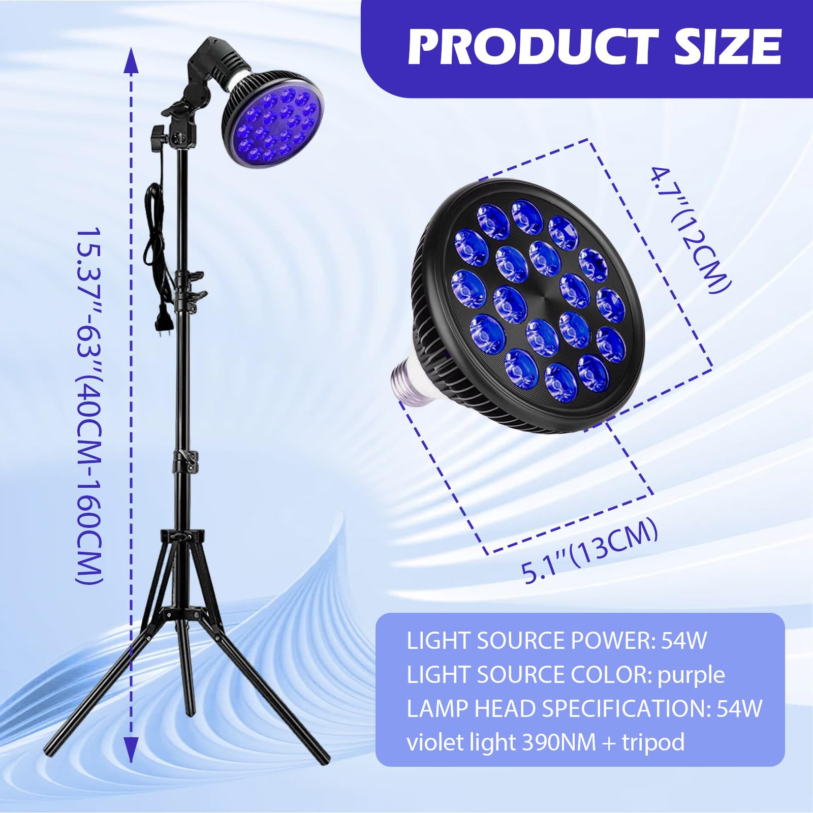 Lampe de Bronzage 54W 390nm UVA pour Visage et Corps