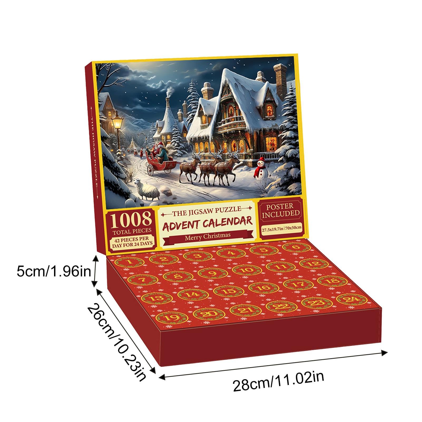 Calendrier De L'Avent Puzzle 2024 – 1008 Pièces – Thème Chiens De Noël – 24 Images Différentes – Cadeau Pour Enfants Et Adultes – Compte à Rebours Festif