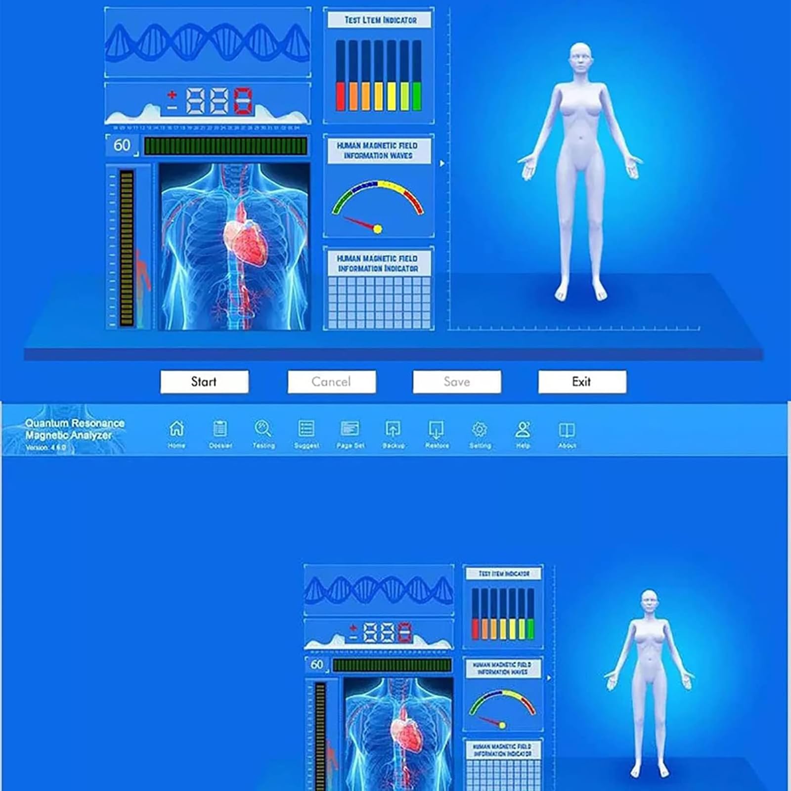 Analizzatore del corpo di salute di Quantum, analizzatore 3D Quantum, 52 rapporti, prova veloce ed accurata di salute fisica, attrezzatura facciale di cura di pelle del corpo
