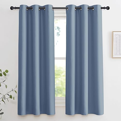 Miniatura 32 de KGORGE - Cortinas opacas grises para dormitorio 2 paneles, 42 x 63 pulgadas con ojales, cortinas de oscurecimiento de habitación con aislamiento