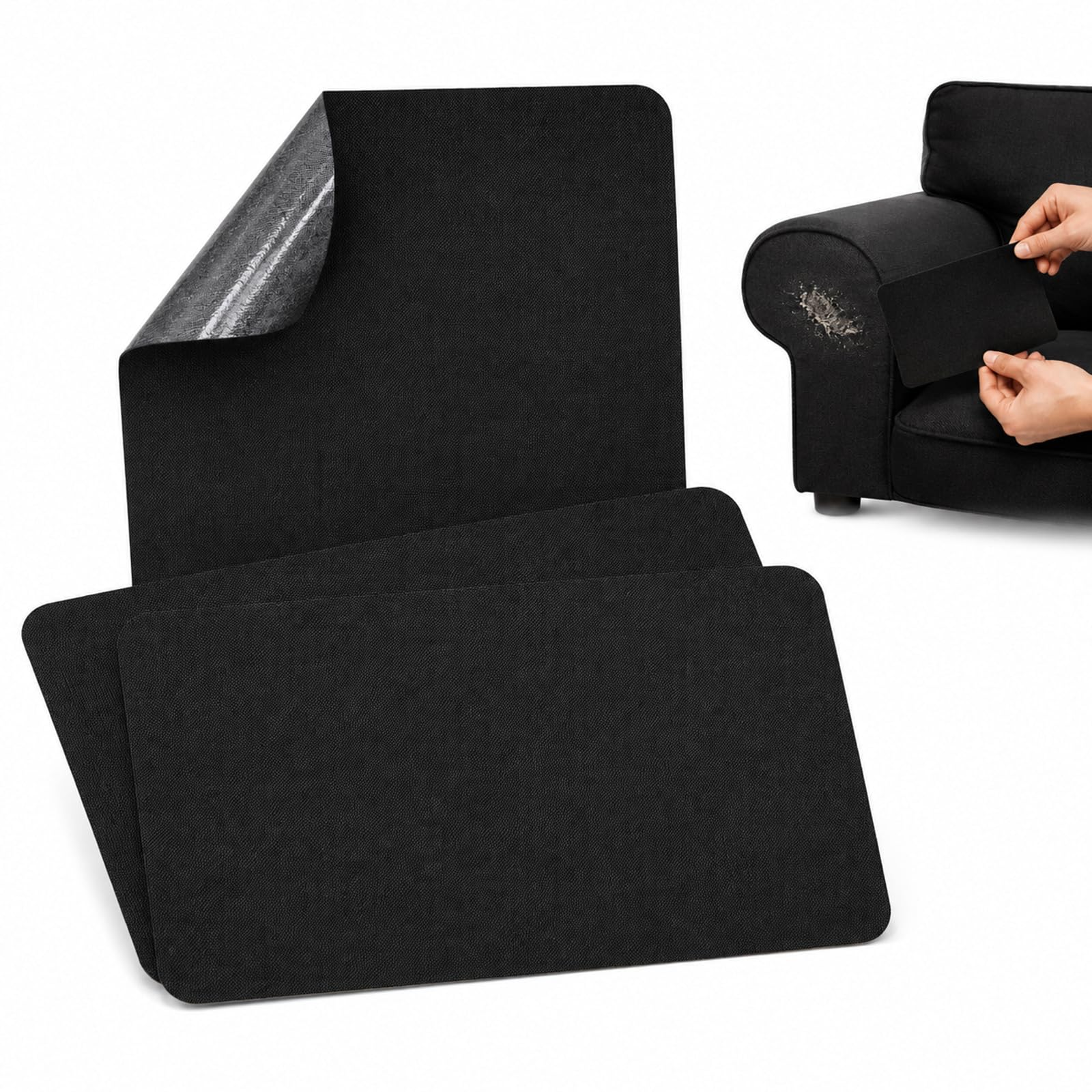 3 Pack Black Fabric Repair Patch, Self-Adhesive Canvas Repair Patch, 20cm*30cm Premium Linen Fabric Patches for Linen Sofa, Headboards, Chairs, Curtain Tents Furniture Awnings Upholstep Repair