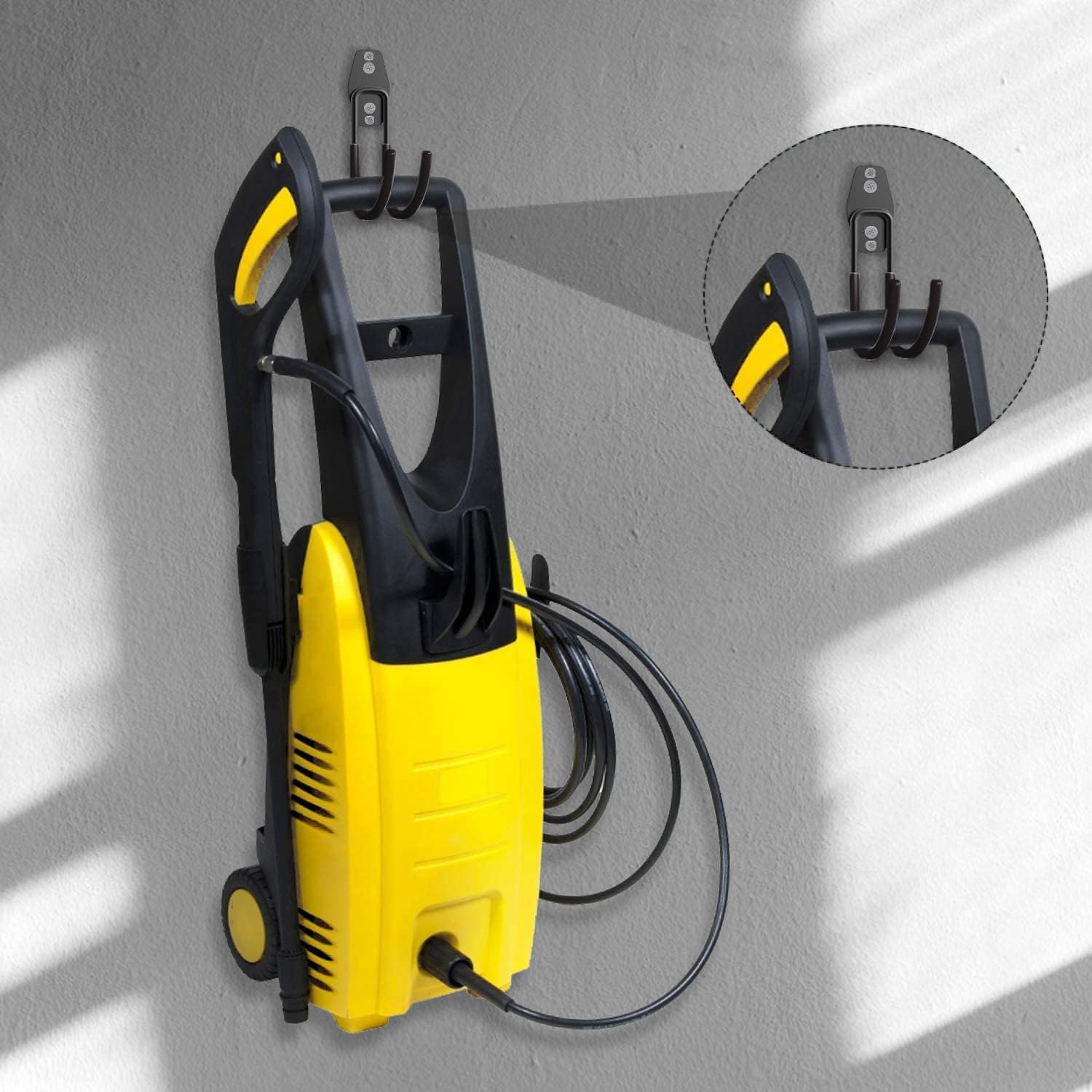 3-H Weed Eater Hanger 4 Pack,1 Large Garage Wall Hooks,1 Extension Strap,Utility Weedeater Rack,Tool Hangers for Organizing and Hanging Weed Wacker,Leaf Blower,String Trimmer,Power Tool in Garden