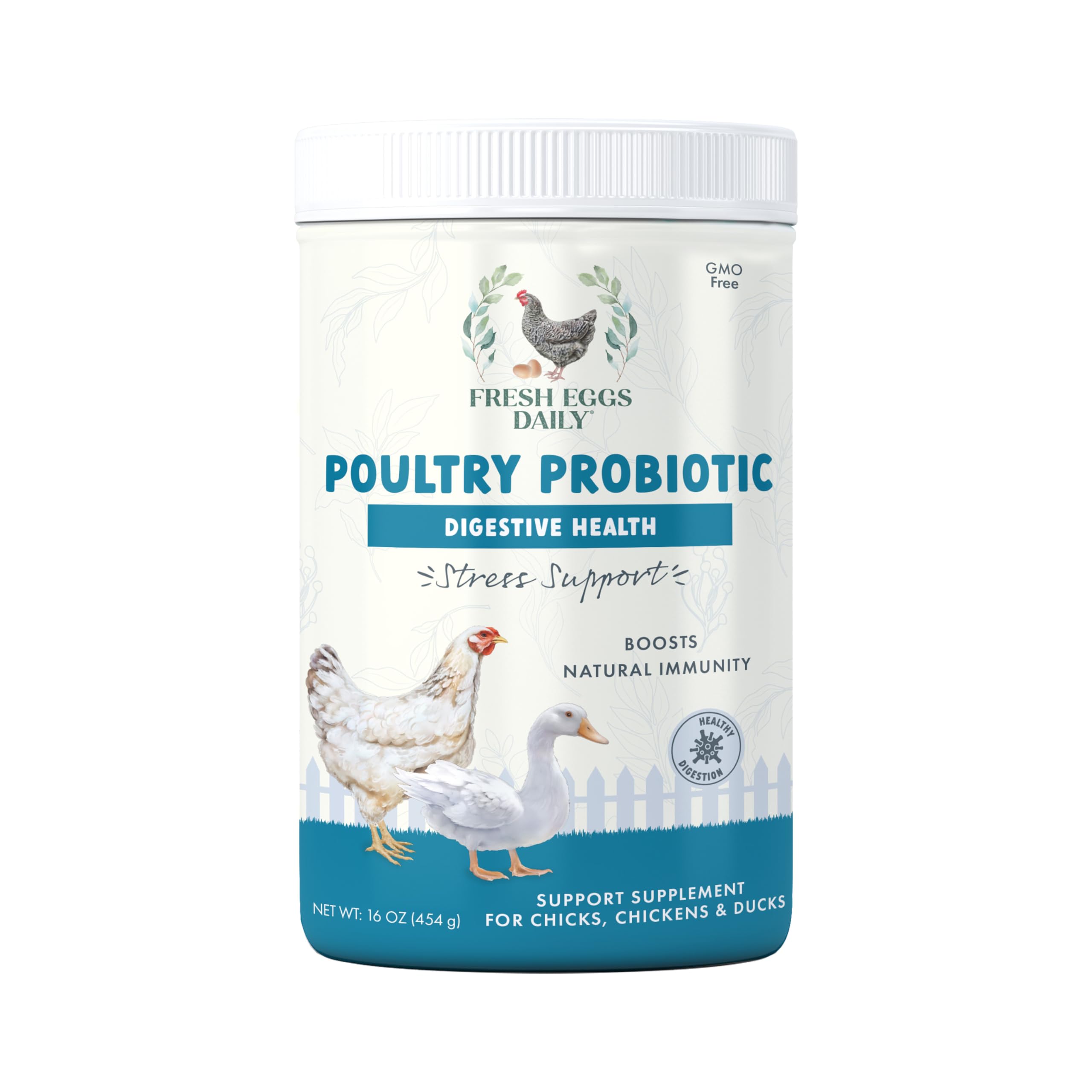 Fresh Eggs Daily Poultry Probiotics Feed Supplement – Natural Digestive & Immune Support for Chickens & Ducks – Enhances Egg Quality & Reduces Odor – 1 lb