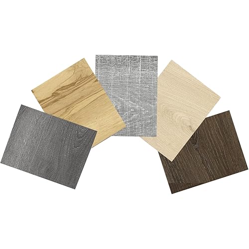 MULGREAT Peel and Stick Floor Tile, 5-Pack Waterproof Vinyl Flooring Samples, Wood-Look Self-Adhesive Luxury Vinyl Plank Flooring for Kitchen Bathroom, Easy DIY (6x4 Inch, Sample)