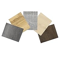 Vista 1 de MULGREAT Azulejos de piso adhesivos, paquete de 5 muestras de piso de vinilo impermeable, piso de lujo autoadhesivo con aspecto de madera