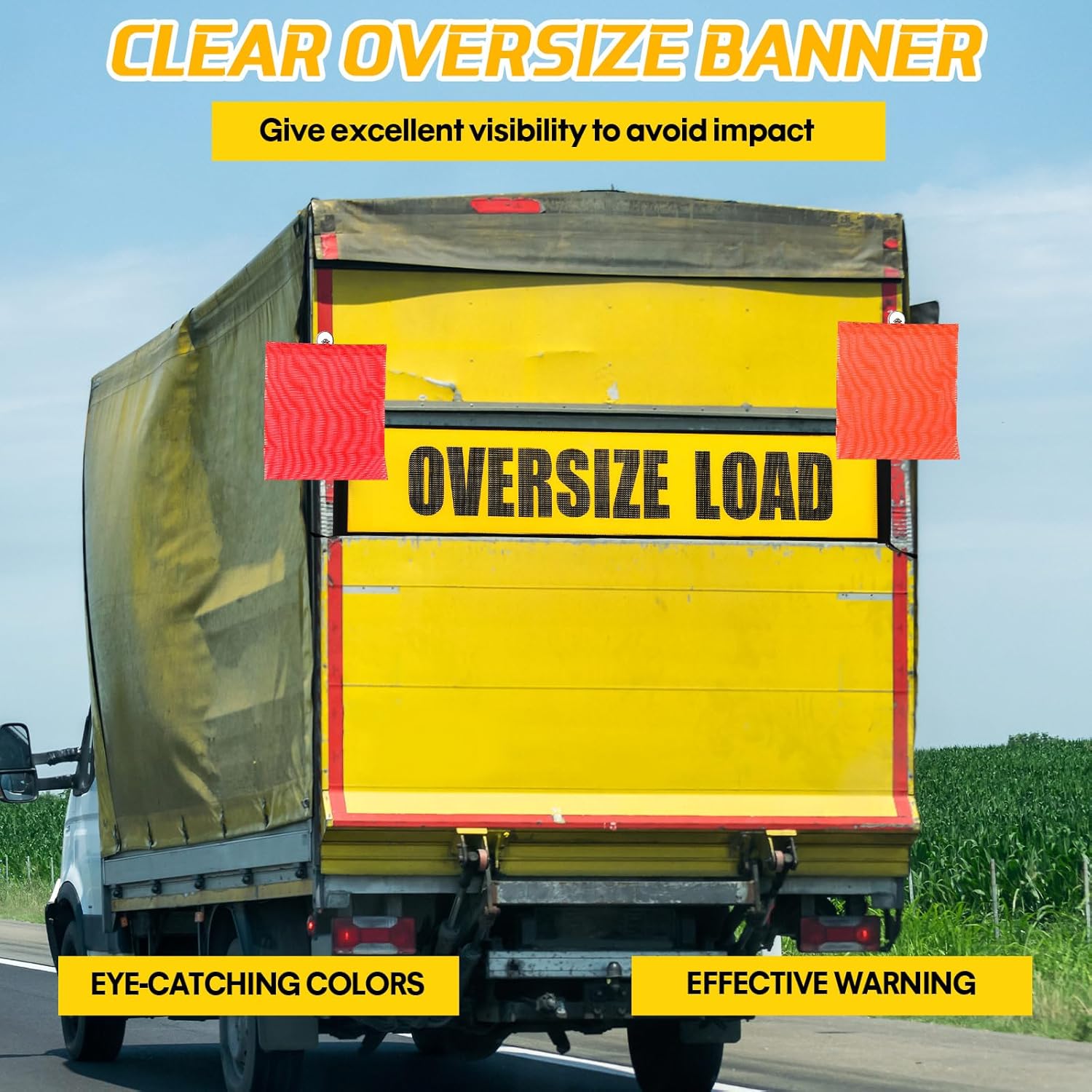 SmoothNovelty 36 Pcs Oversize Load Signs for Trucks, 4 Oversize Load Banner, 8 Red Flag Warning, 8 Orange Flag Warning, 16 Magnet, 1 Storage Bag for Trucks Trailer Cargo Escort Vehicles Car