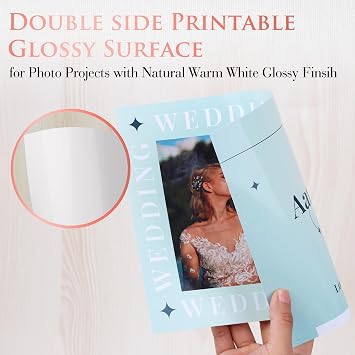 A-SUB Thick Double Sided Glossy Photo Paper 69lb 8.5X11 Inches Heavyweight Cardstock Paper 260gsm for Cards Cake Toppers Work with Inkjet Printers Dye Ink 50 Sheets