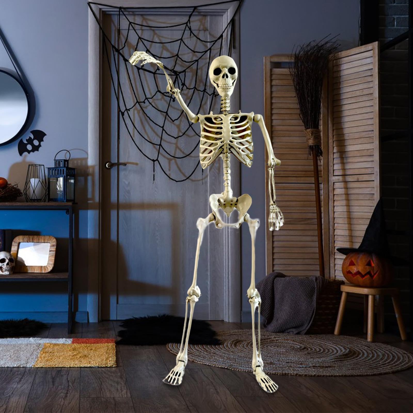 Decorazione Scheletro di Halloween, Ornamento Decorativo Flessibile con Giunti Mobili per Progetti Scolastici, Feste a Tema E FESTIVITÀ, 170 Cm