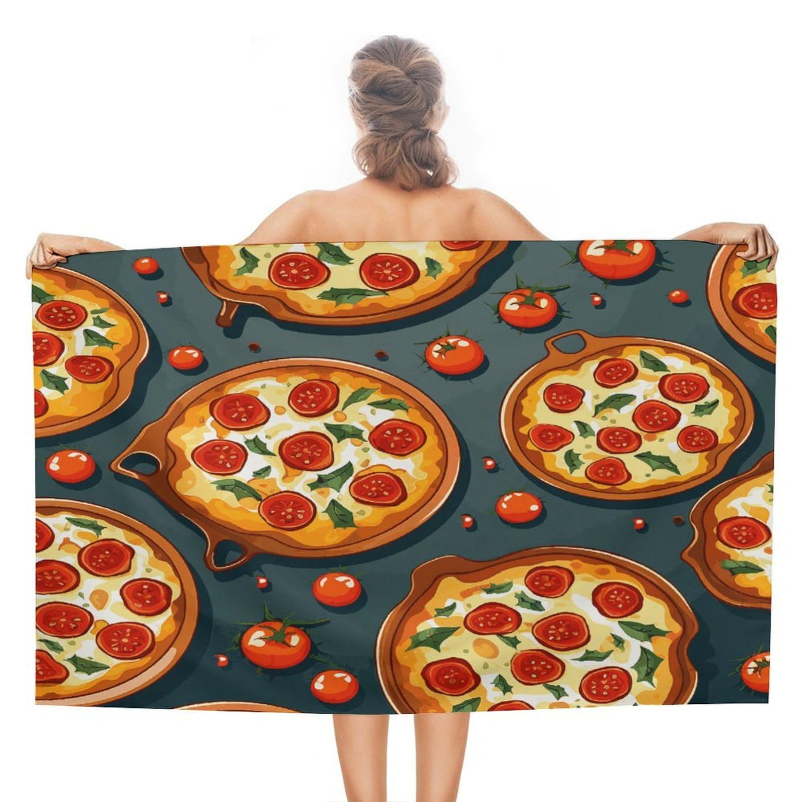FekiLoot Pizza Food Beach Towel Absorbent & Quick Dry Pool Towels 31 X 51 Inches Extra Large Sandfree Beach Blanket Towels Soft Lightweight Travel Towel for Swim Yoga Camping