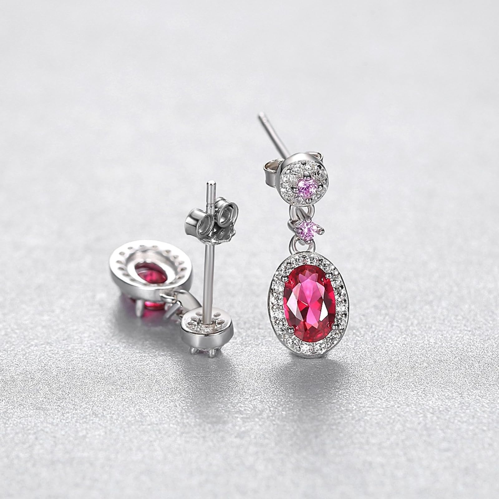 Orecchini pendenti da donna orecchini spinello rosso e zirconi cubici in argento sterling 925 gemma sintetica per donne ragazze