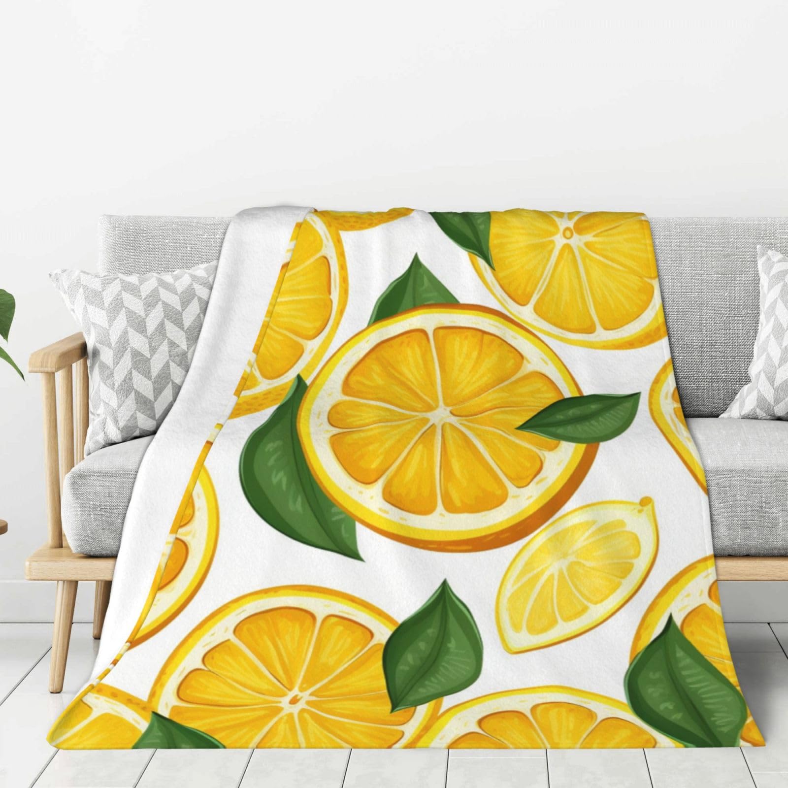 Couverture légère et lavable motif citron, le cadeau idéal de saison