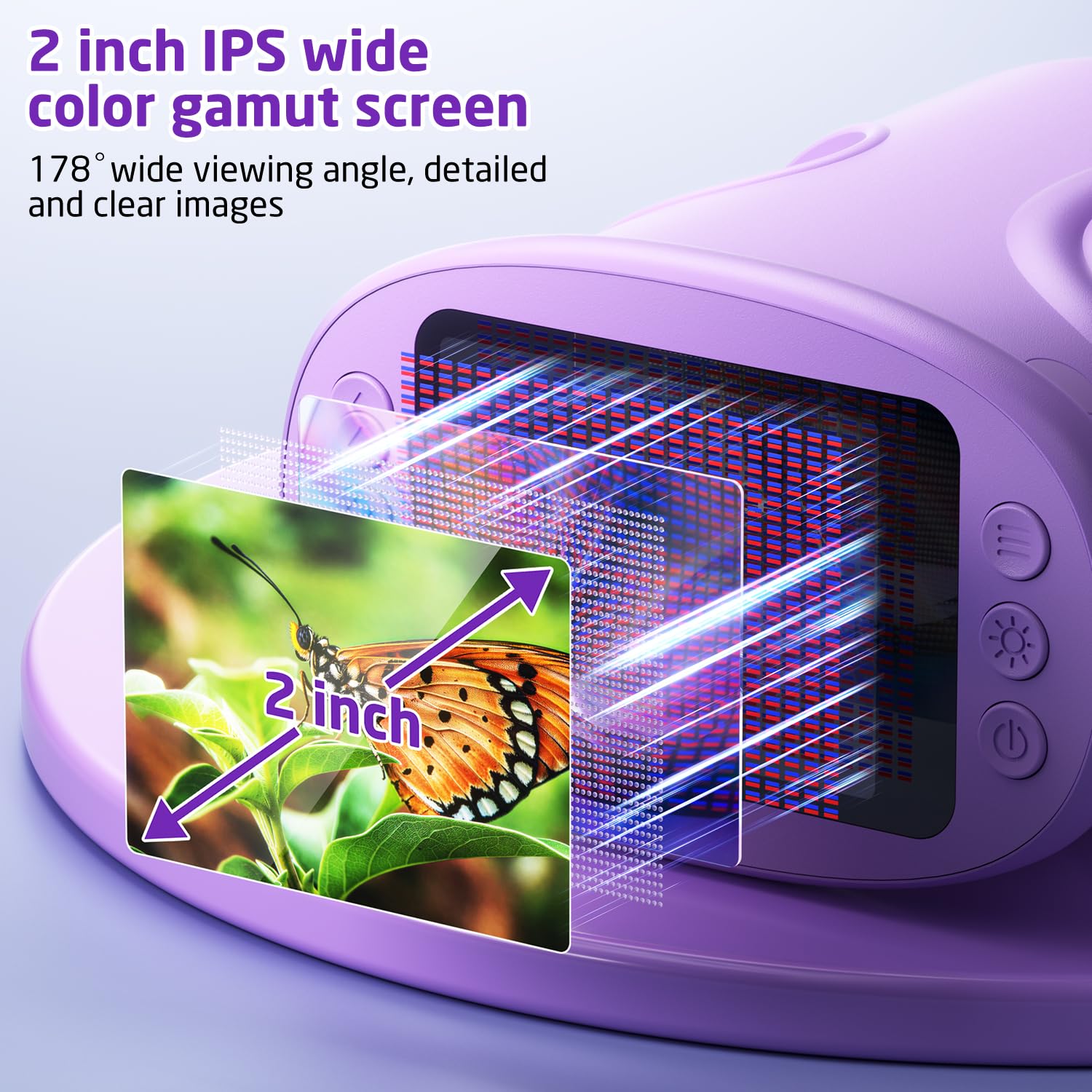 Microscope Numérique pour Enfants, YYCT écran 2 Pouces HD 1080P Microscope Enfant, 1000X Rechargeable Microscope pour Expériences Scientifiques en Extérieur, à partir de 3 Ans (Purple)
