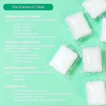 Natural Dishwasher Pods | Plant Based Enzymes Dishwasher Detergent, Free & Clear (Unscented), Eco-Friendly, Tough on Grease & Food Residue | 2 Pack of 60, 120 Pods