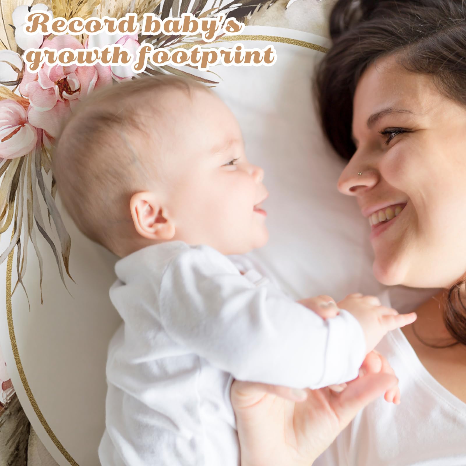 Chumia - Juego de 6 piezas de manta mensual para bebé y niña, manta para la edad del bebé, manta para el mes del bebé, manta con tabla de crecimiento del recién nacido con banda para el fondo (estilo