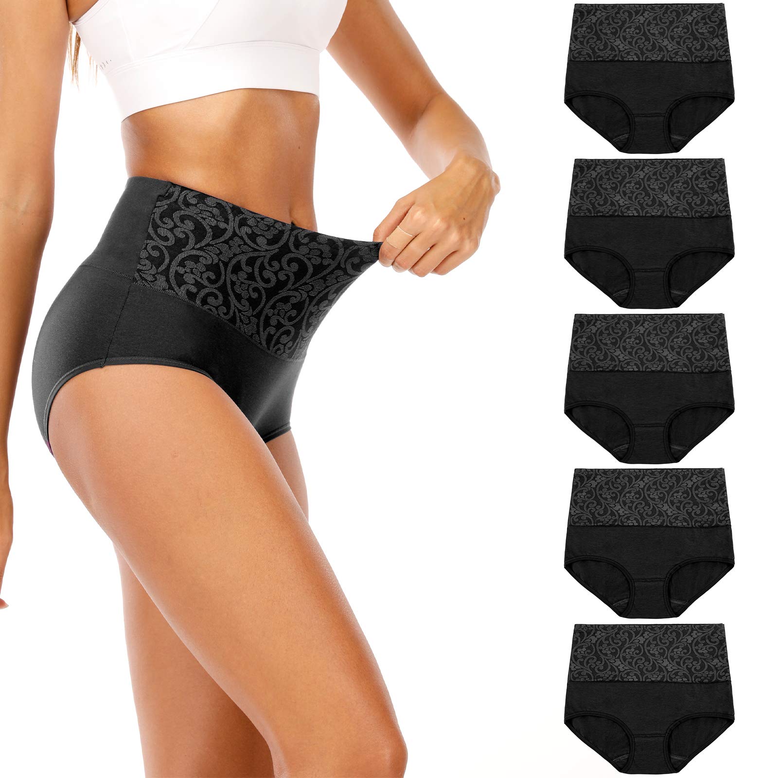 Senllori Donne Vita Alta Cotone Intima Tummy Controllo Slip Signore Morbido Copertura Completa Mutandine Multicolore